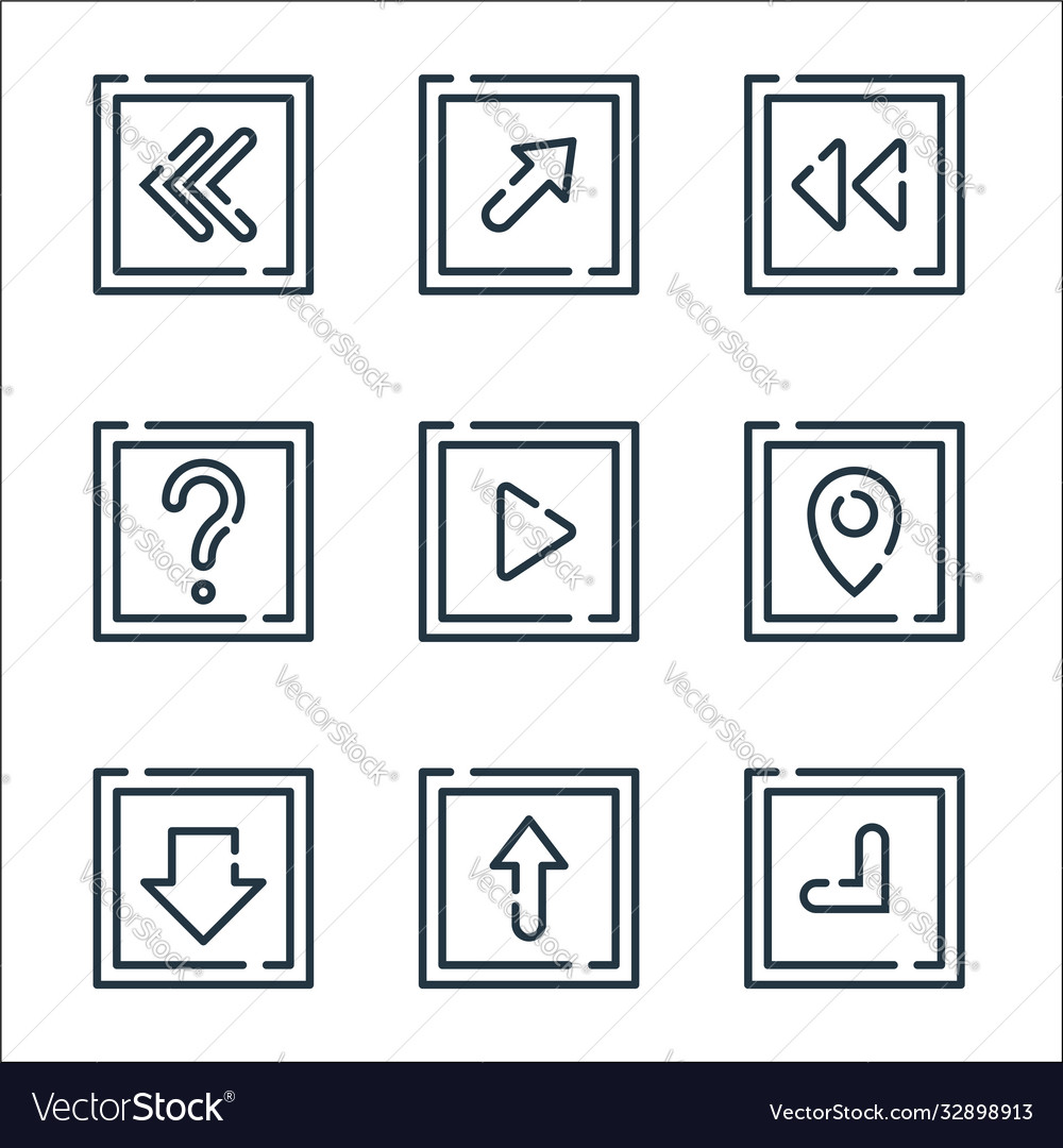 Arrow line icons linear set quality vector image Arrow line icons linear set quality