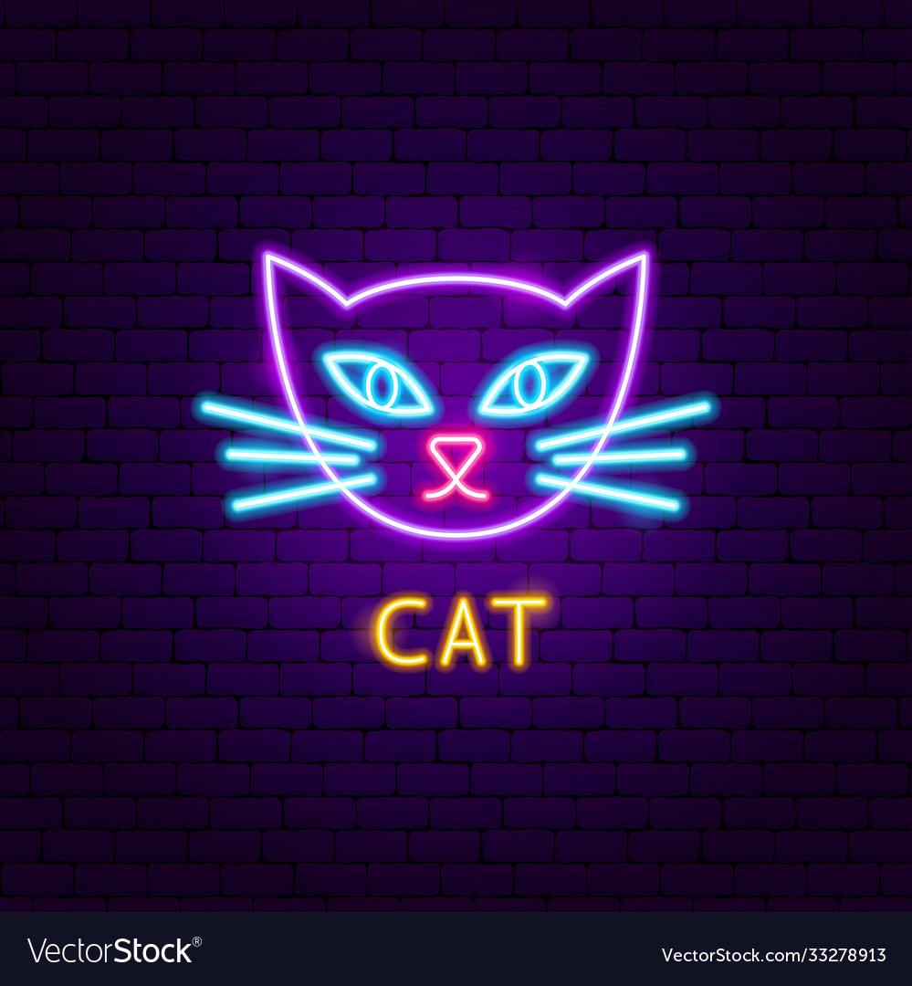 Cat neon label Royalty Free Vector Image - VectorStock