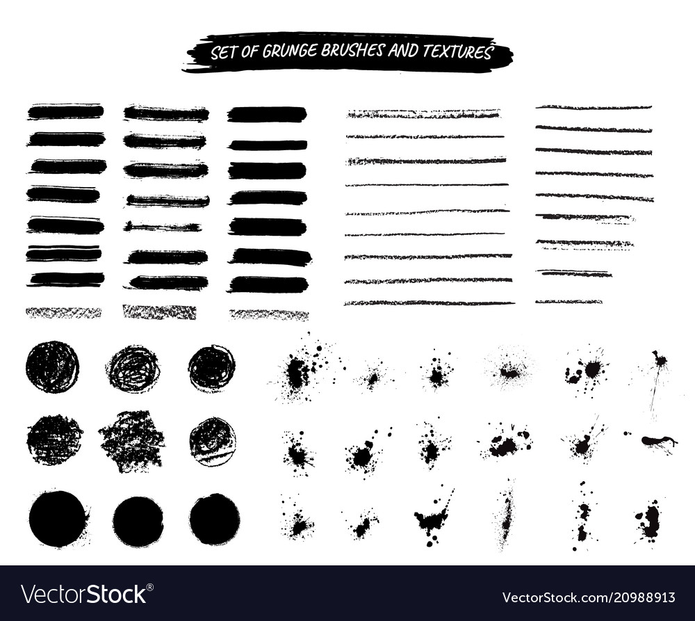 Collection of grunge brushes frames and splashes Vector Image