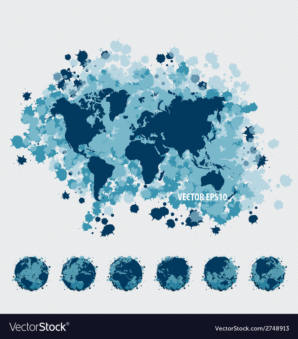 collection of world map and modern globe vector image