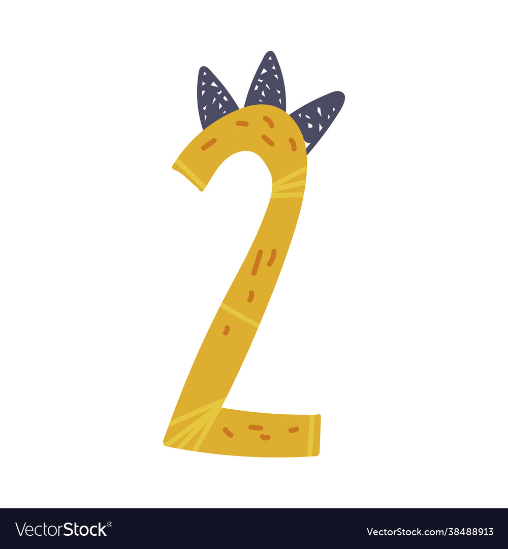 Dinosaur number two or numeral with spikes vector image Dinosaur number two or numeral with spikes