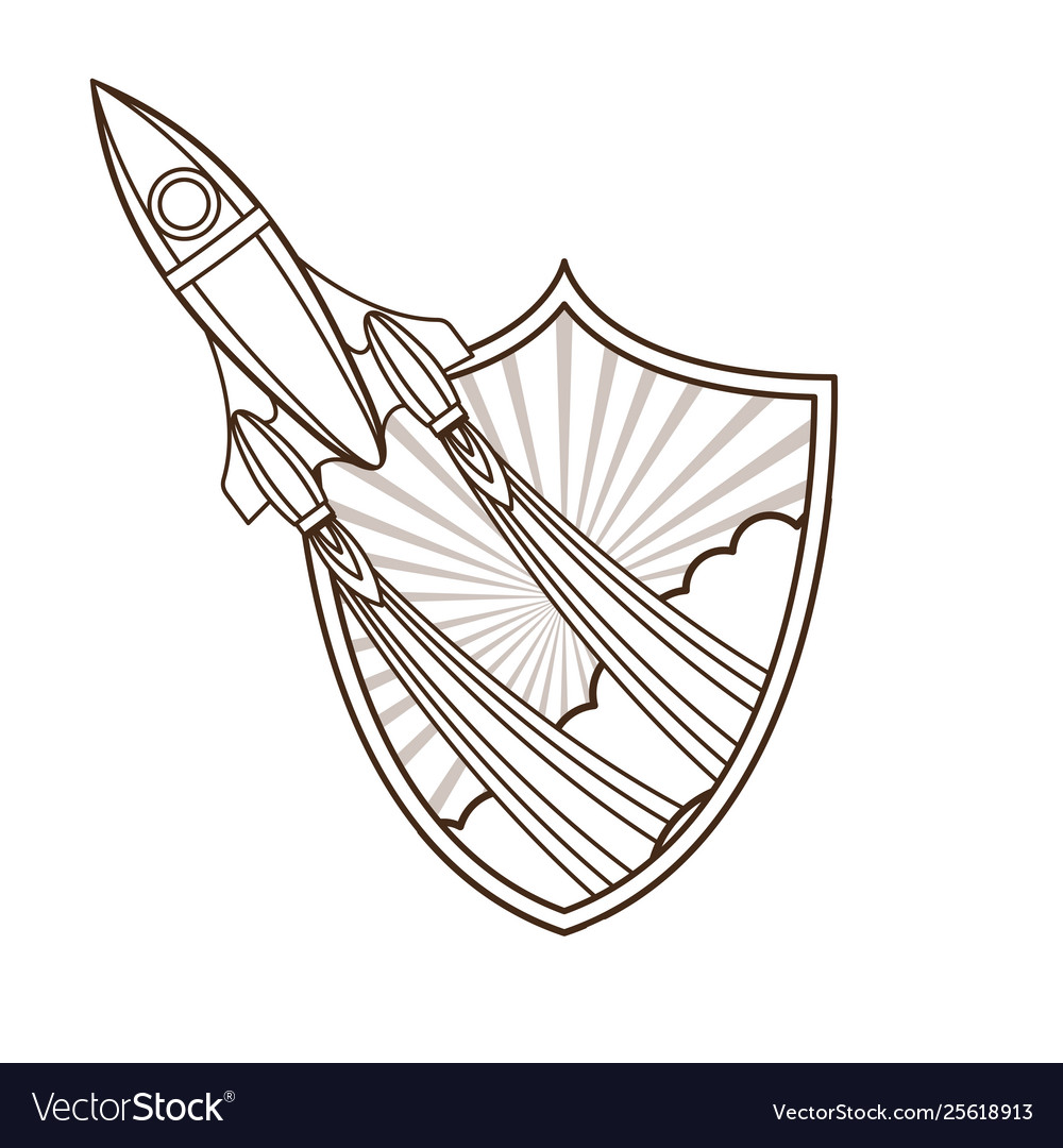 Frame with rocket taking off icon