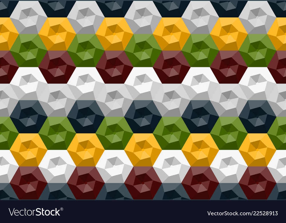 Hexagons and triangles seamless pattern vector image Hexagons and triangles seamless pattern