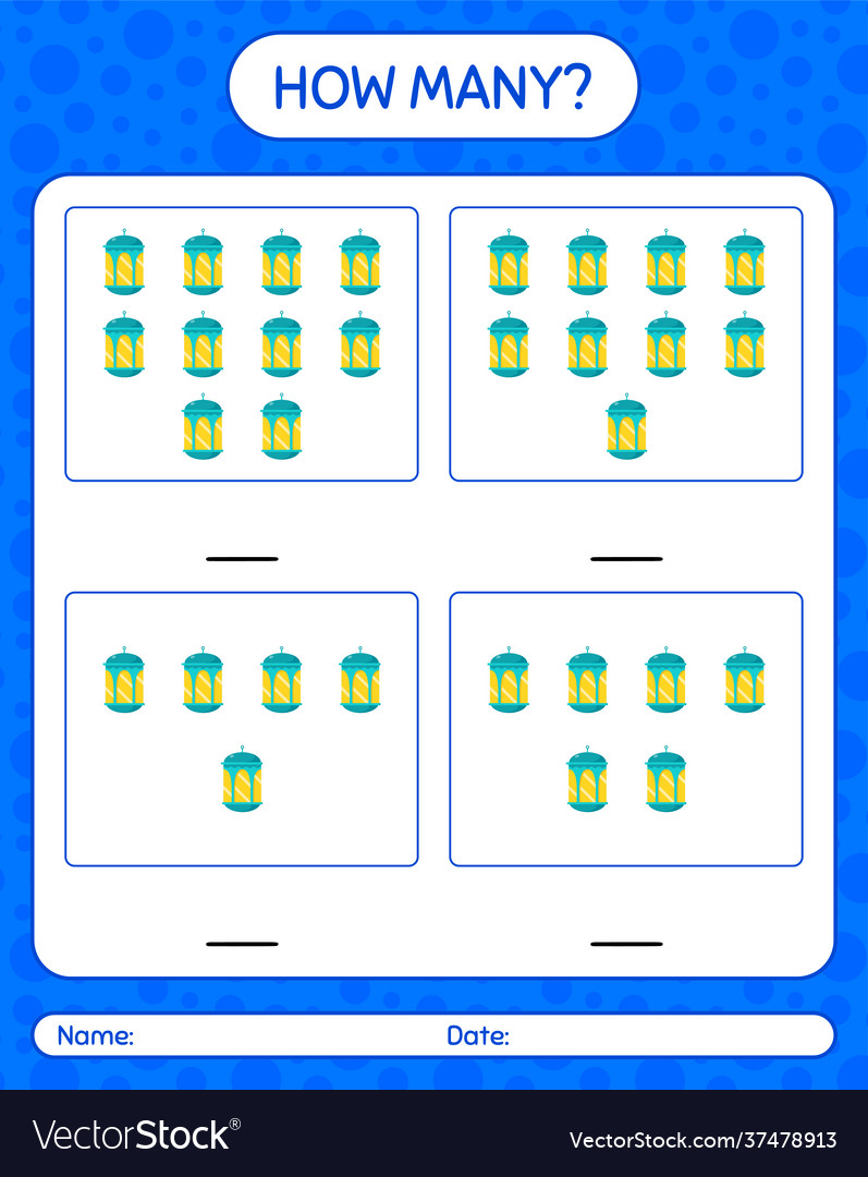 How many counting game with arabic lantern vector image How many counting game with arabic lantern