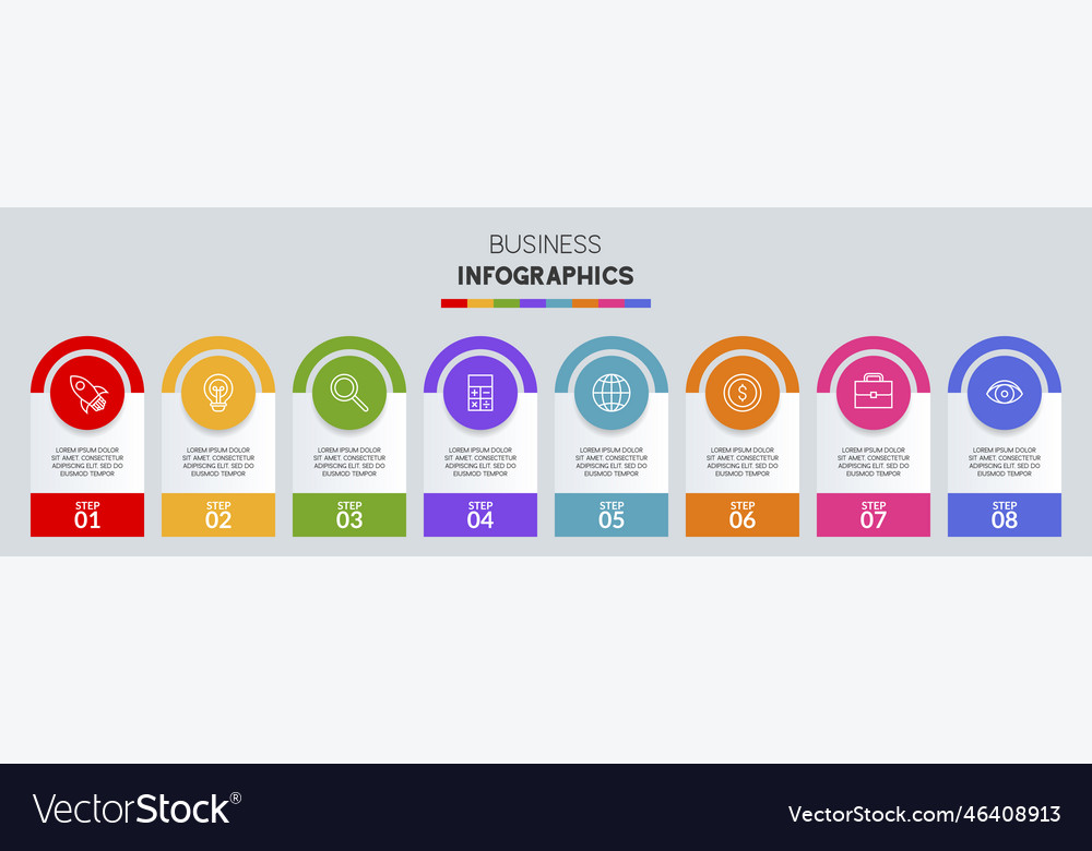 Infographics design template and icons with 8