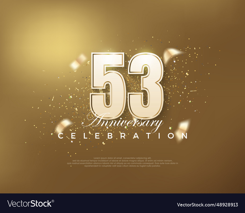 Luxury Gold 53rd Anniversary Celebration Vector Image