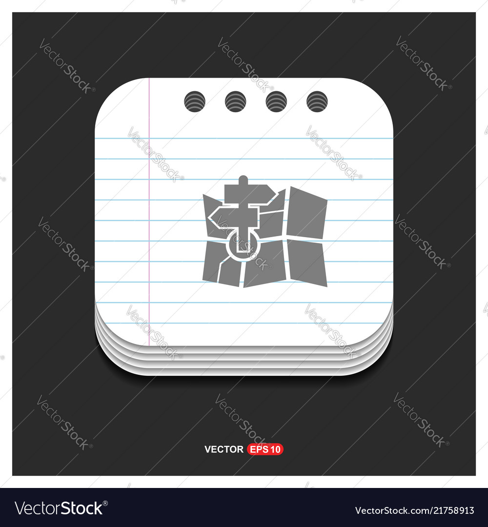 Map icon gray on notepad style template eps