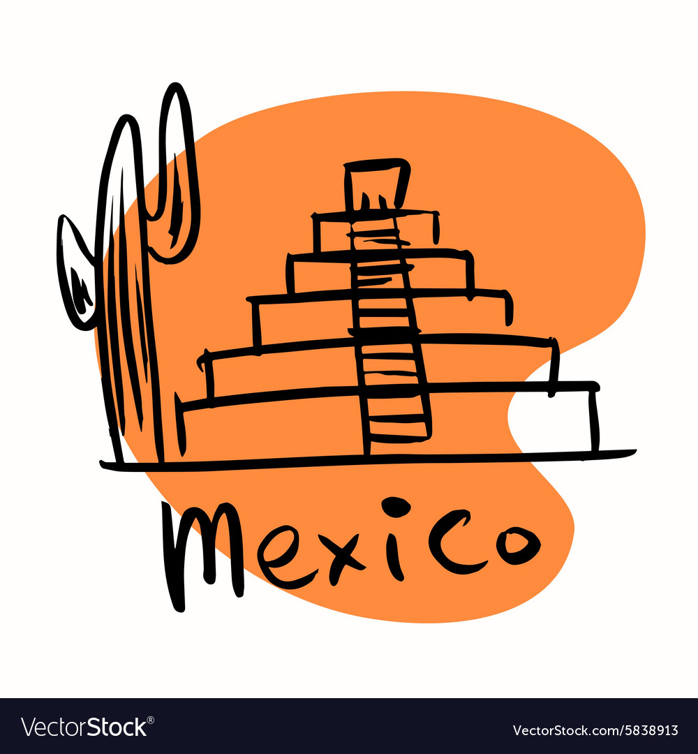 Mexico city mayan pyramids Royalty Free Vector Image