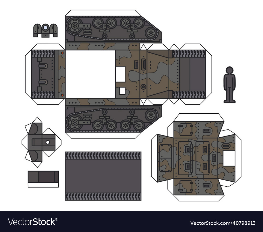 Paper model of a vintage self propelled gun Vector Image