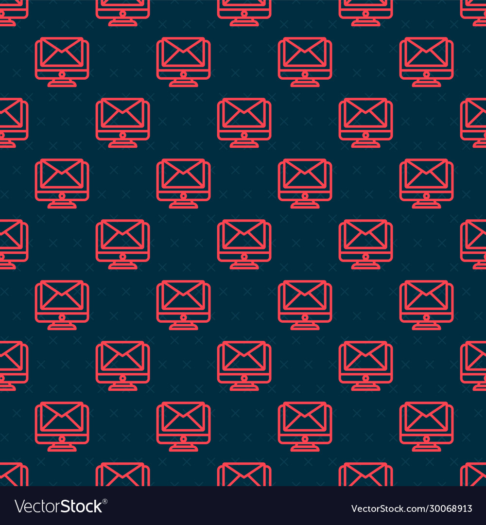 Red line monitor and envelope new message mail