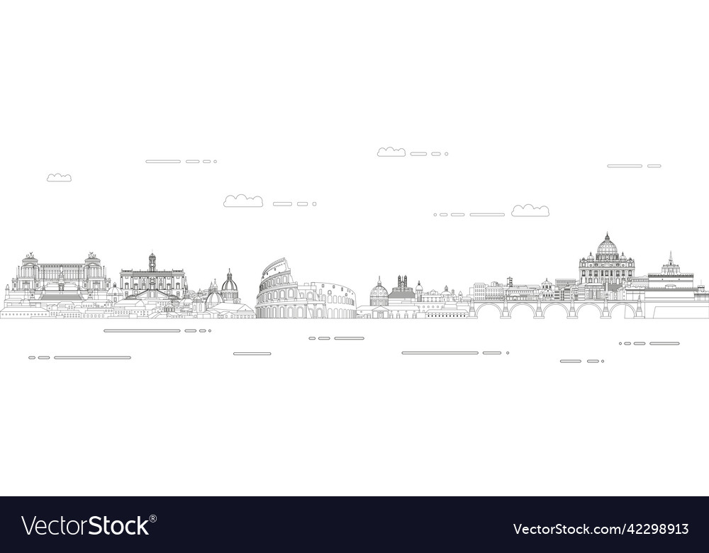 Rome cityscape line art style poster Royalty Free Vector