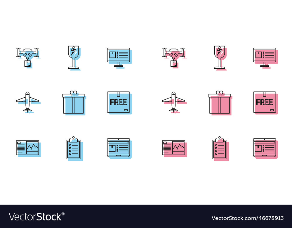 Set line postcard verification of delivery list vector image Set line postcard verification of delivery list