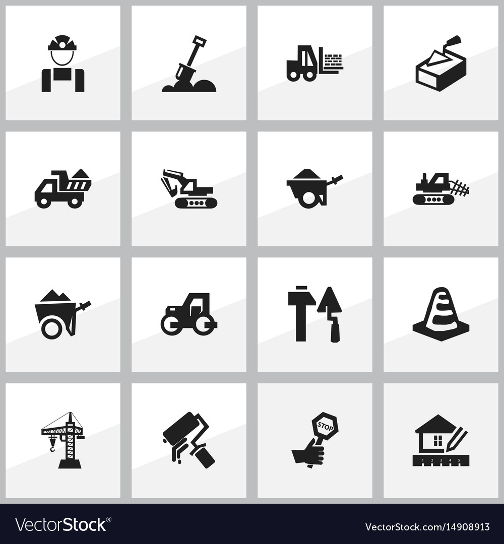 Set of 16 editable building icons includes