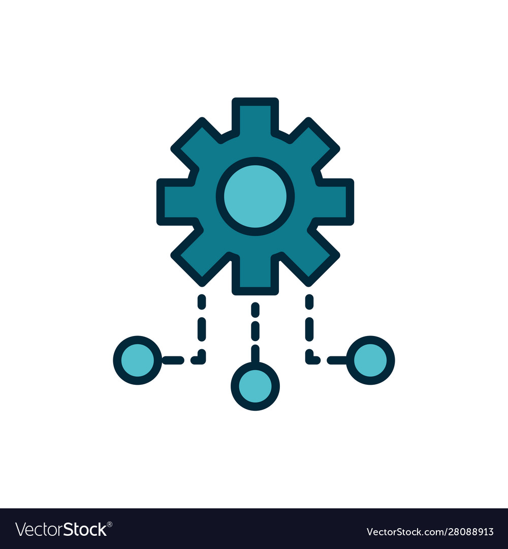 Setting gear connection internet things line Vector Image