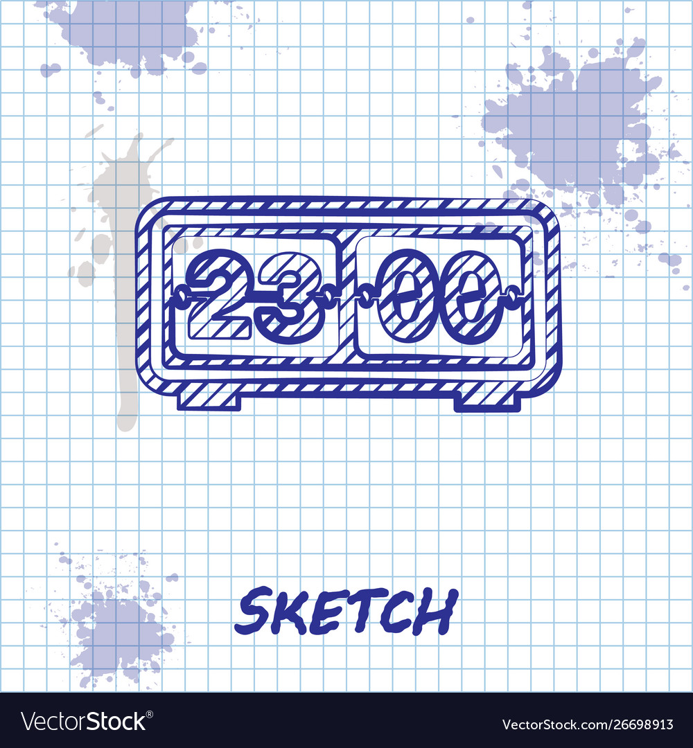 Sketch line retro flip clock icon isolated vector image Sketch line retro flip clock icon isolated