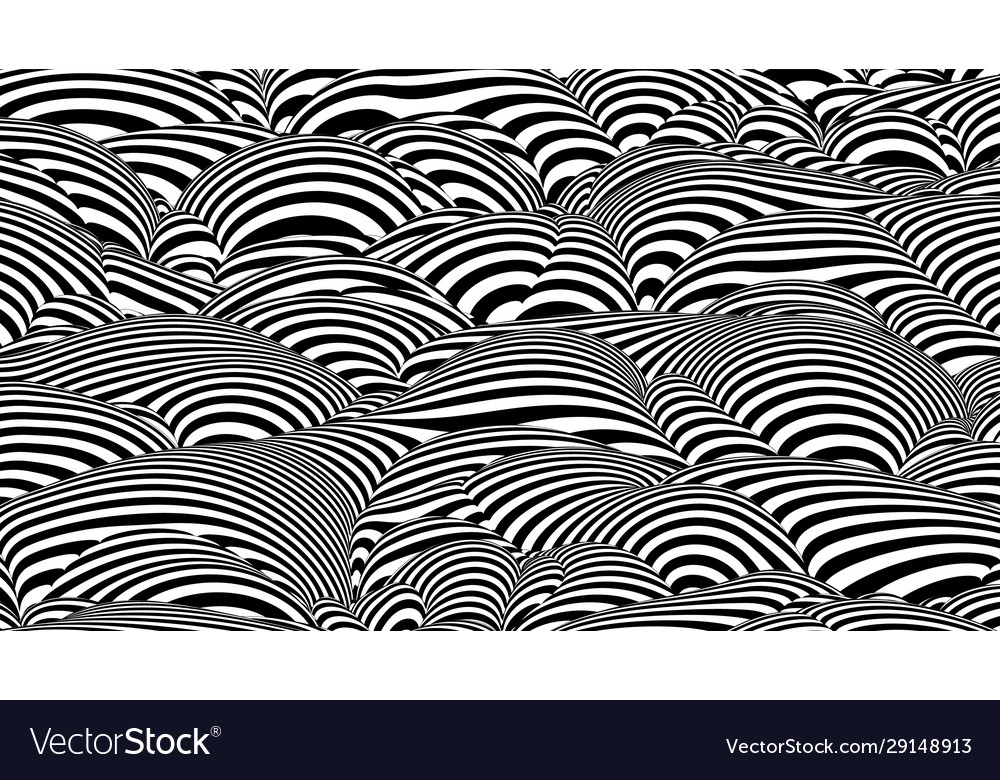 Trendy 3d black and white stripes distorted