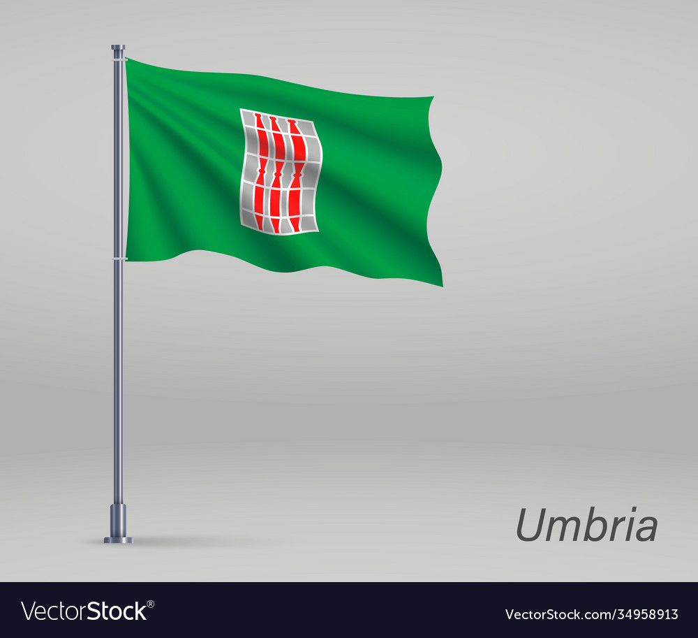 Waving flag umbria - region italy