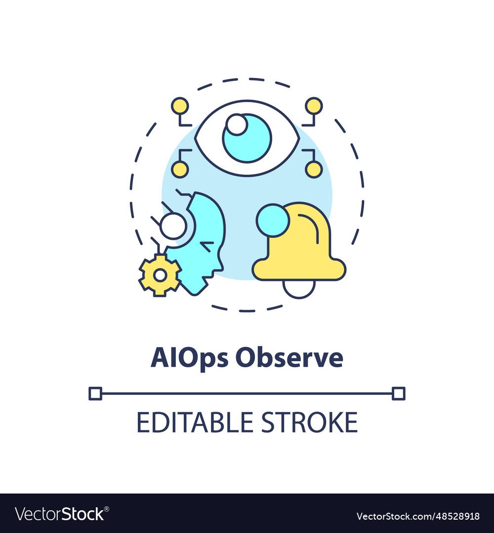 2d thin linear colorful ai ops observe icon