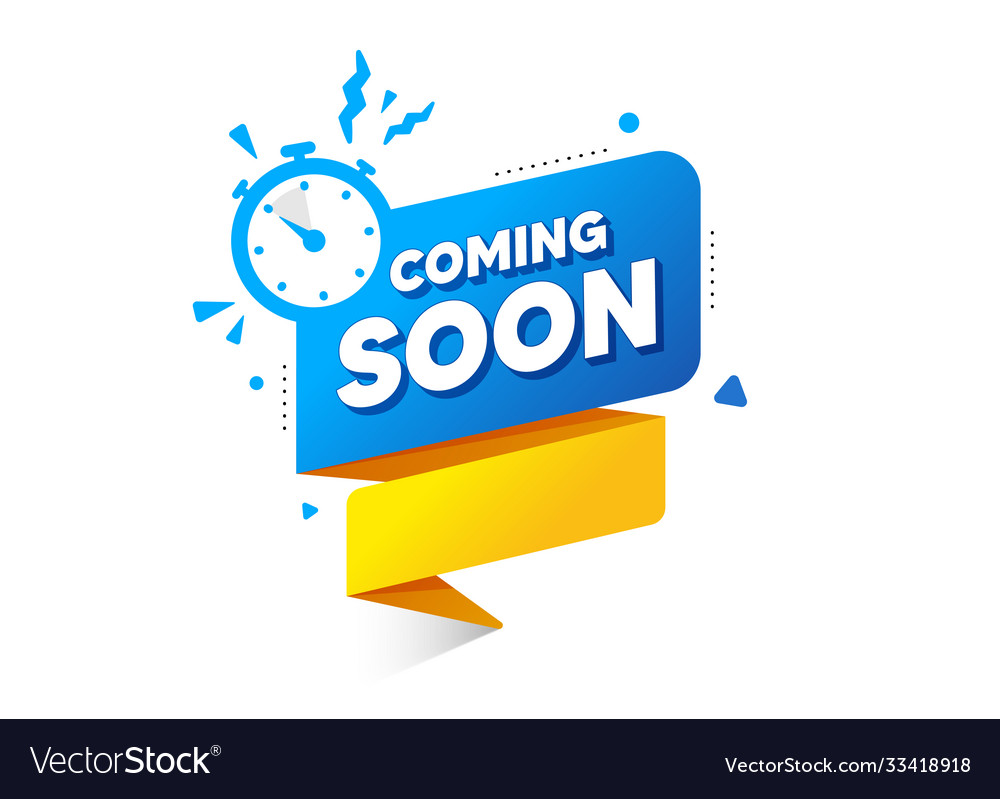 Coming soon ribbon banner with timer web element Vector Image Coming soon ribbon banner with timer web element