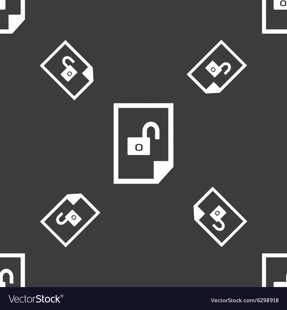 File unlocked icon sign seamless pattern on a gray
