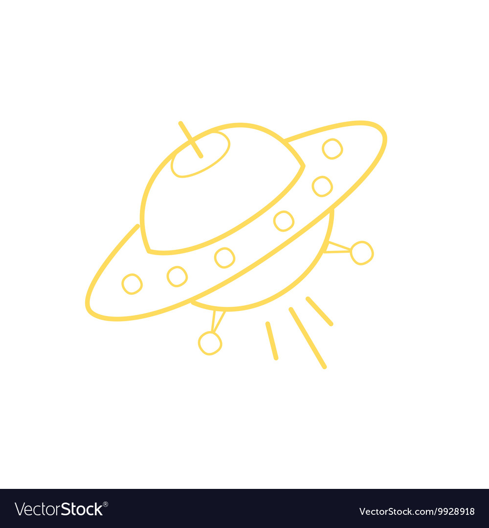 Flying saucer simple contour drawing