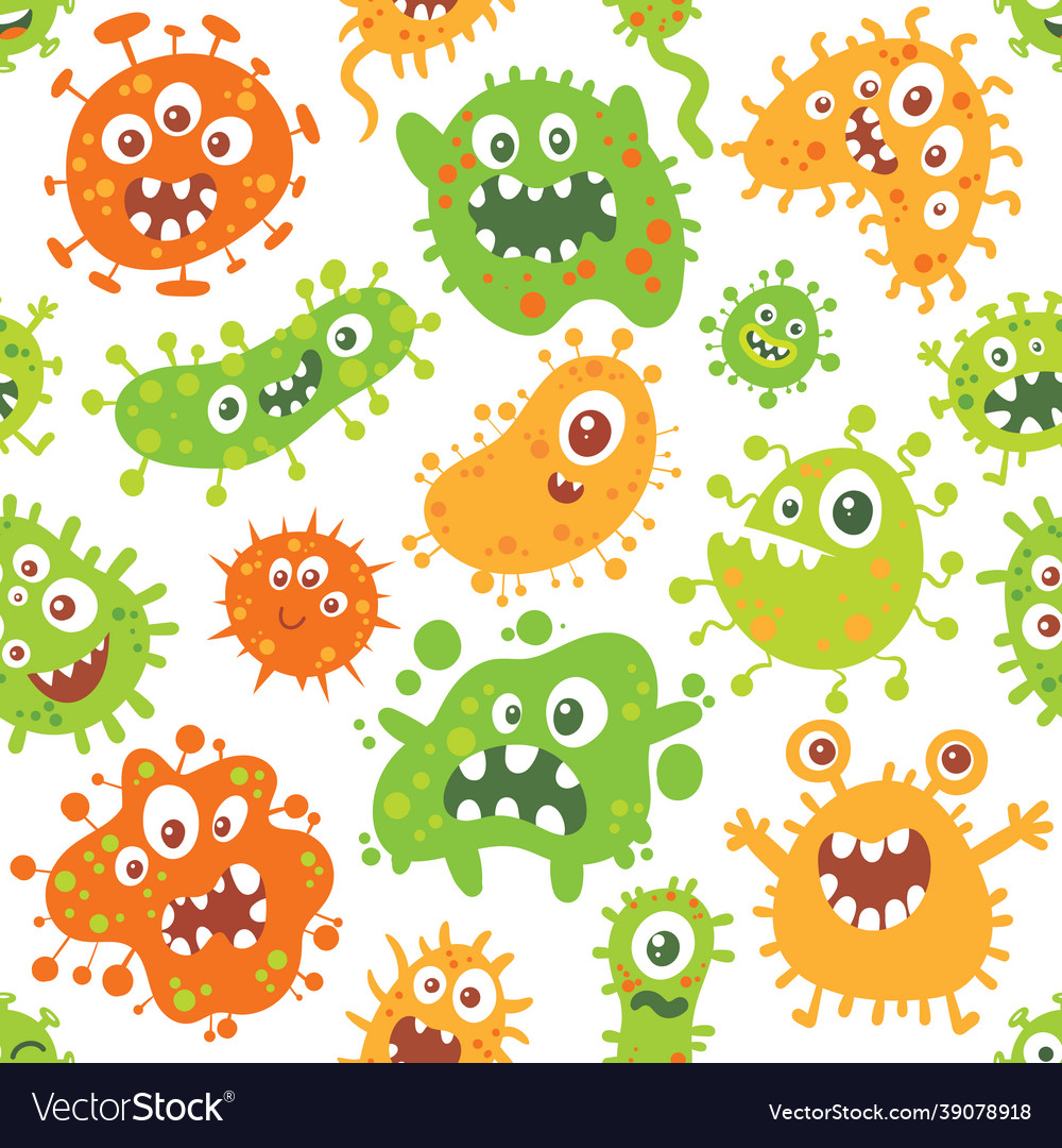 Funny character of virus or bacteria seamless Vector Image