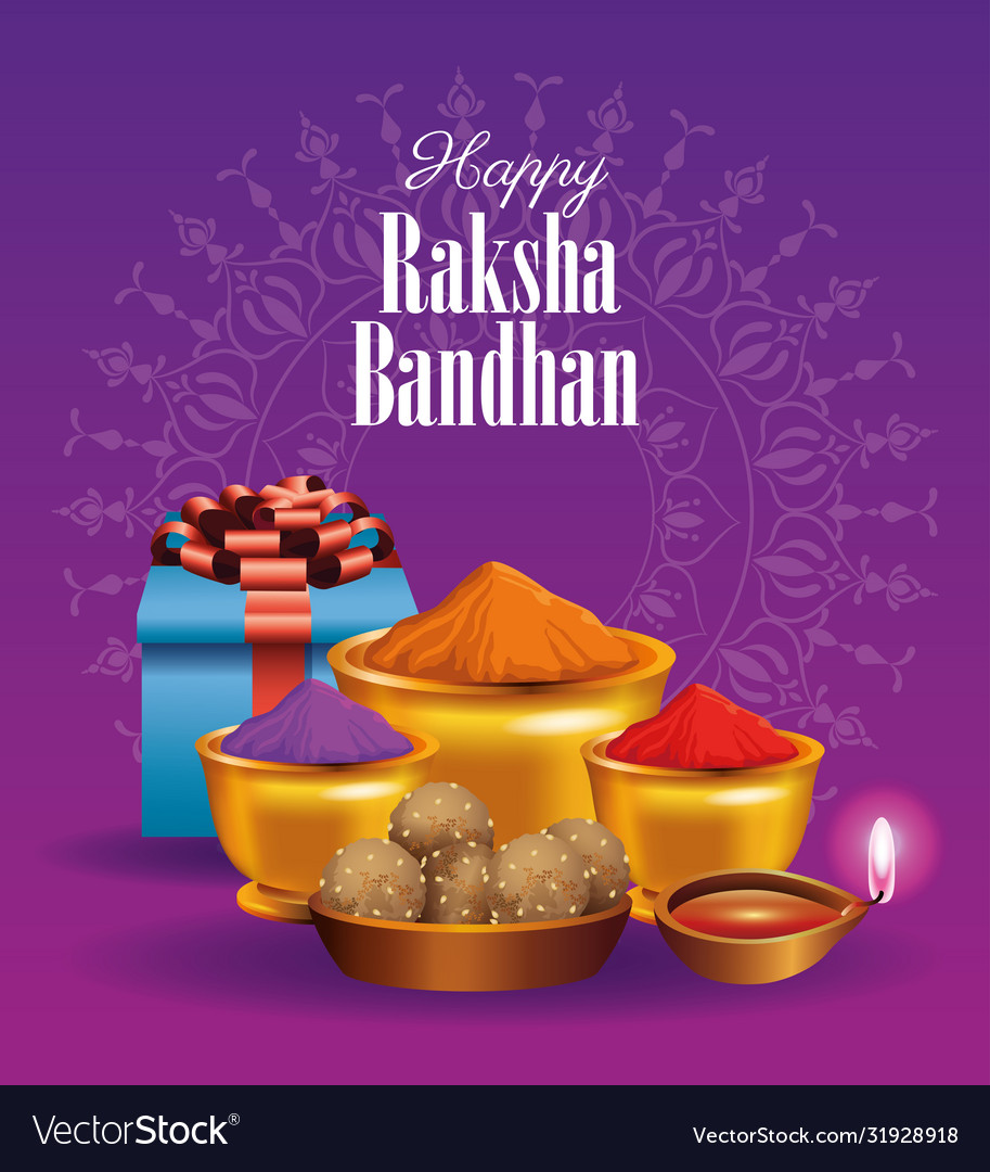 Happy raksha bandhan celebration with food Vector Image