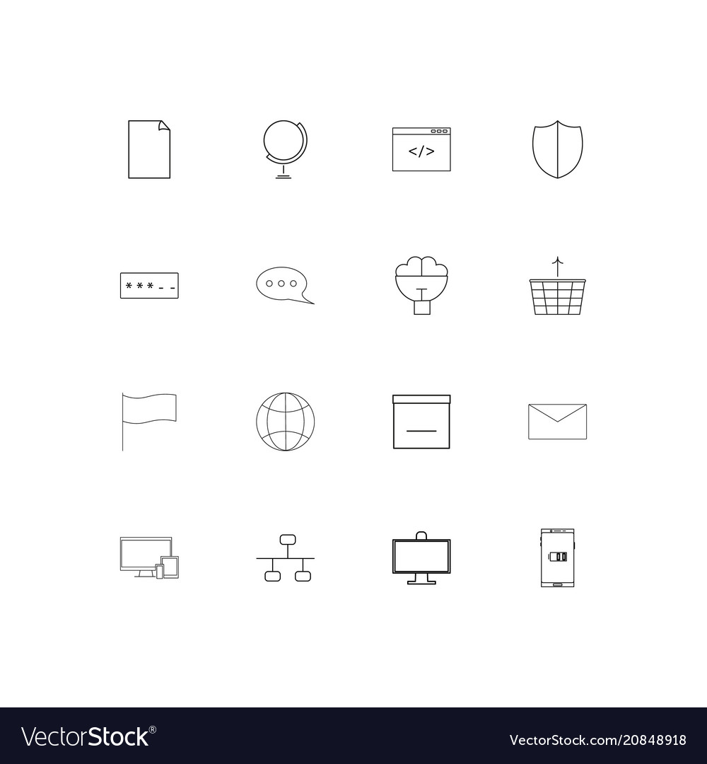 Internet technologies linear thin icons set