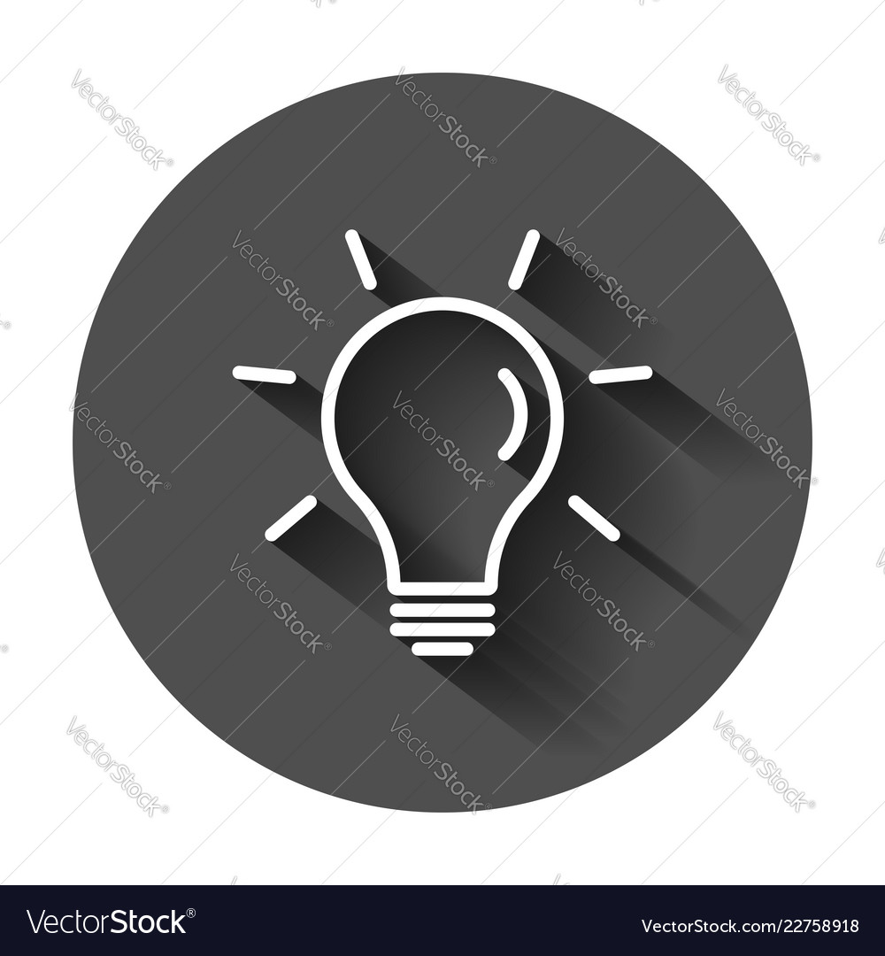 Light bulb icon in flat style lightbulb with long vector image Light bulb icon in flat style lightbulb with long