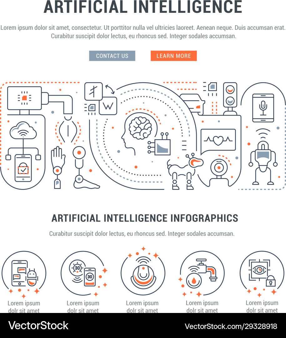 Linear banner artificial intelligence Royalty Free Vector