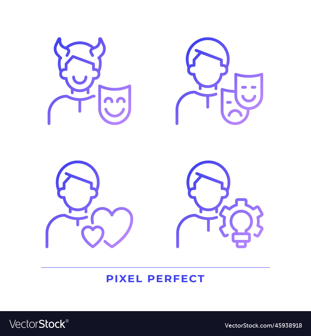 Personal traits pixel perfect gradient linear vector image Personal traits pixel perfect gradient linear