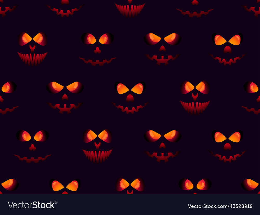 Scary face with glowing eyes seamless pattern