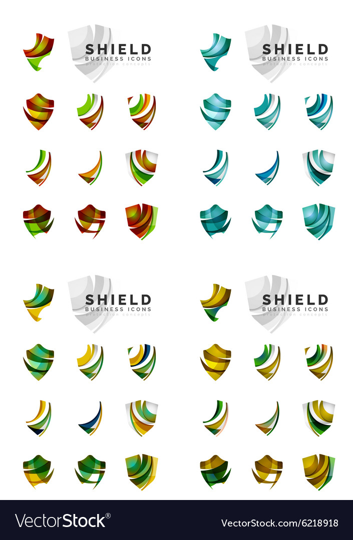 Set of company logotype branding designs shield