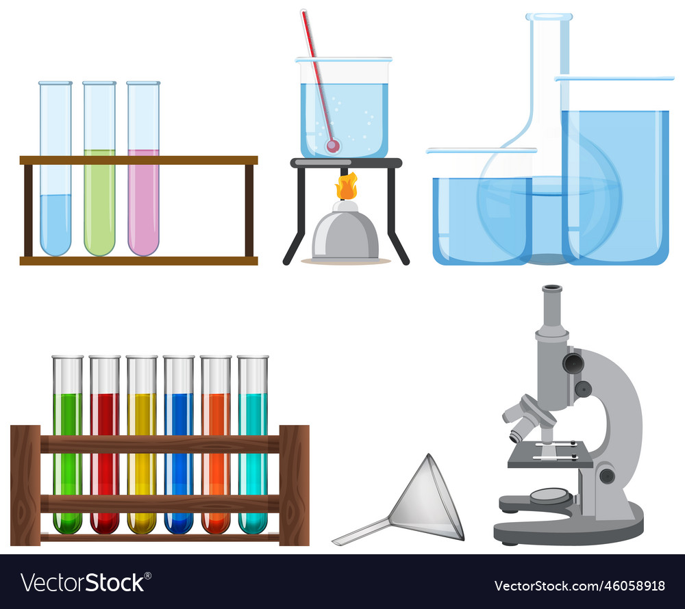 Set of laboratory experiment tools vector image Set of laboratory experiment tools