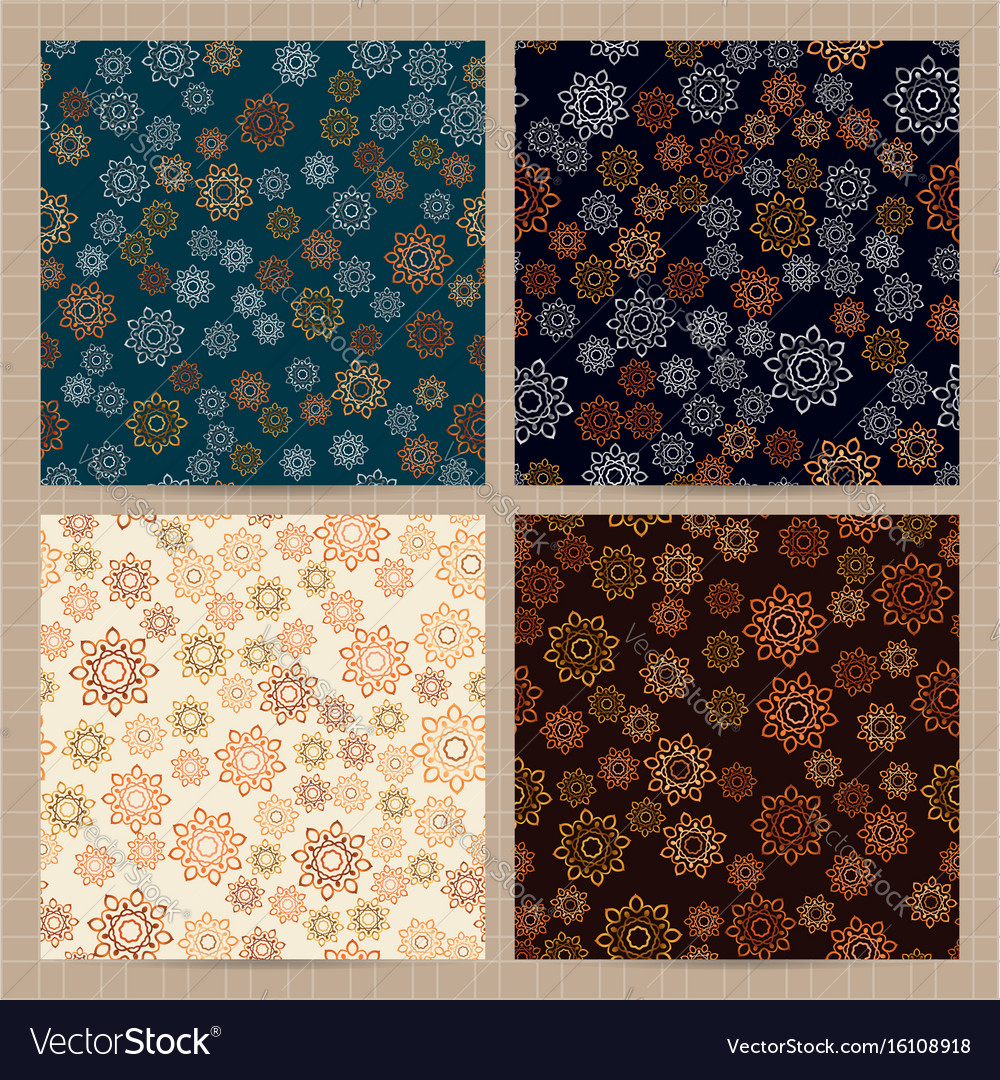 Set square cards with seamless patterns