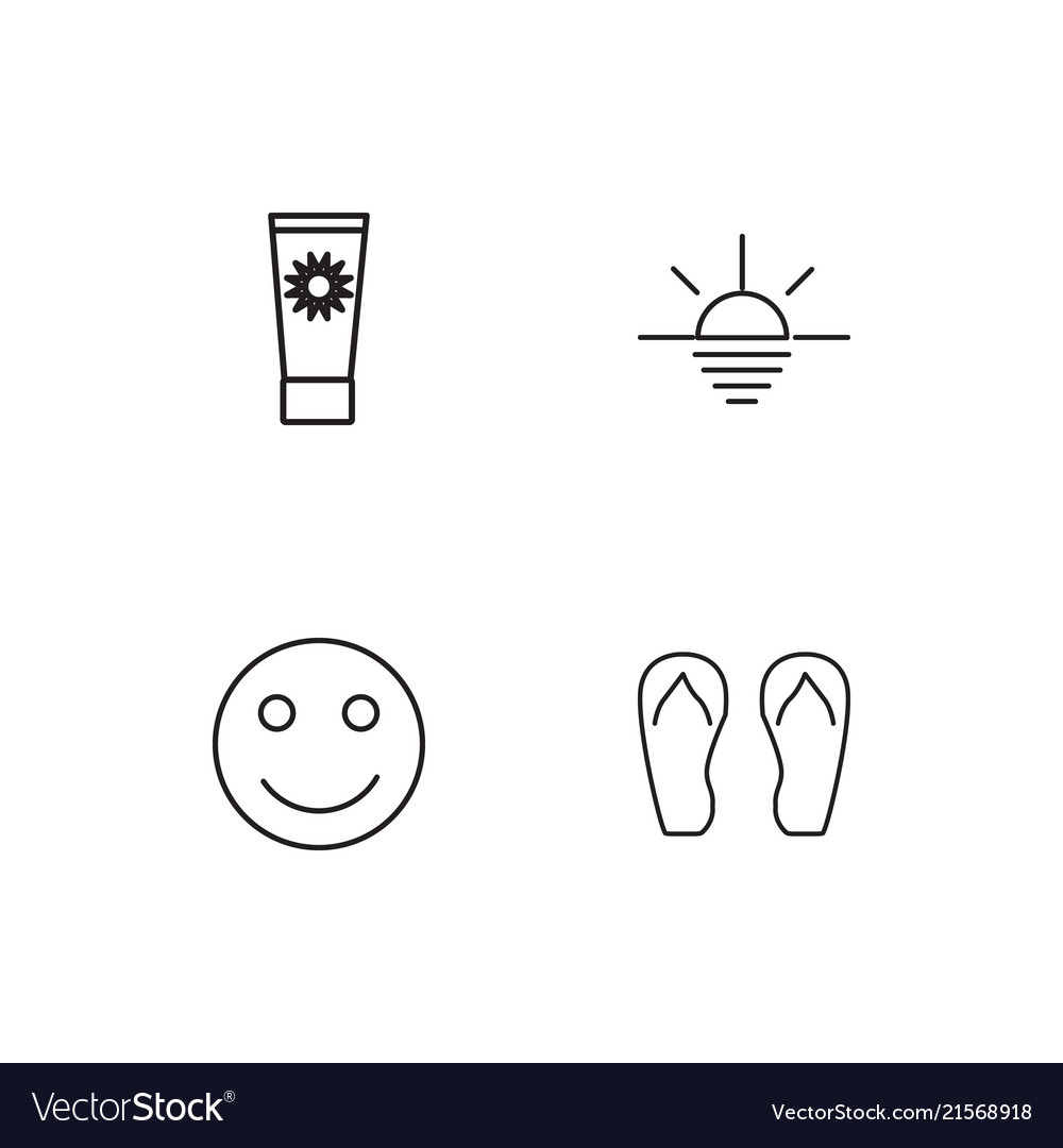 Summer linear icons set simple outline