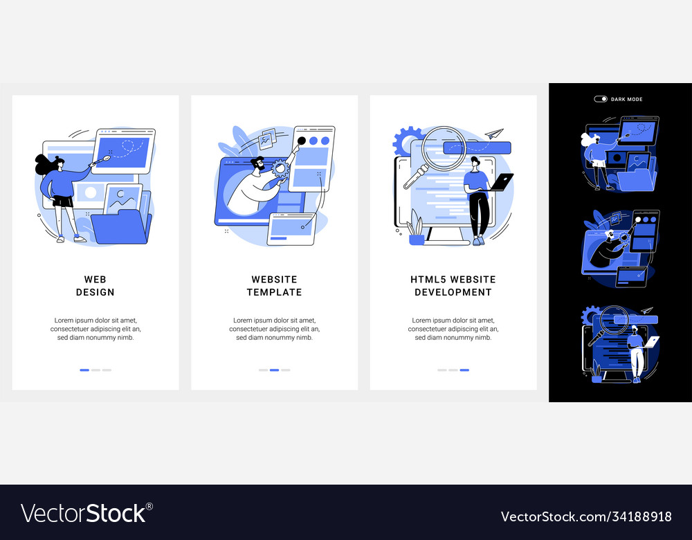 Website building service mobile app ui kit vector image Website building service mobile app ui kit