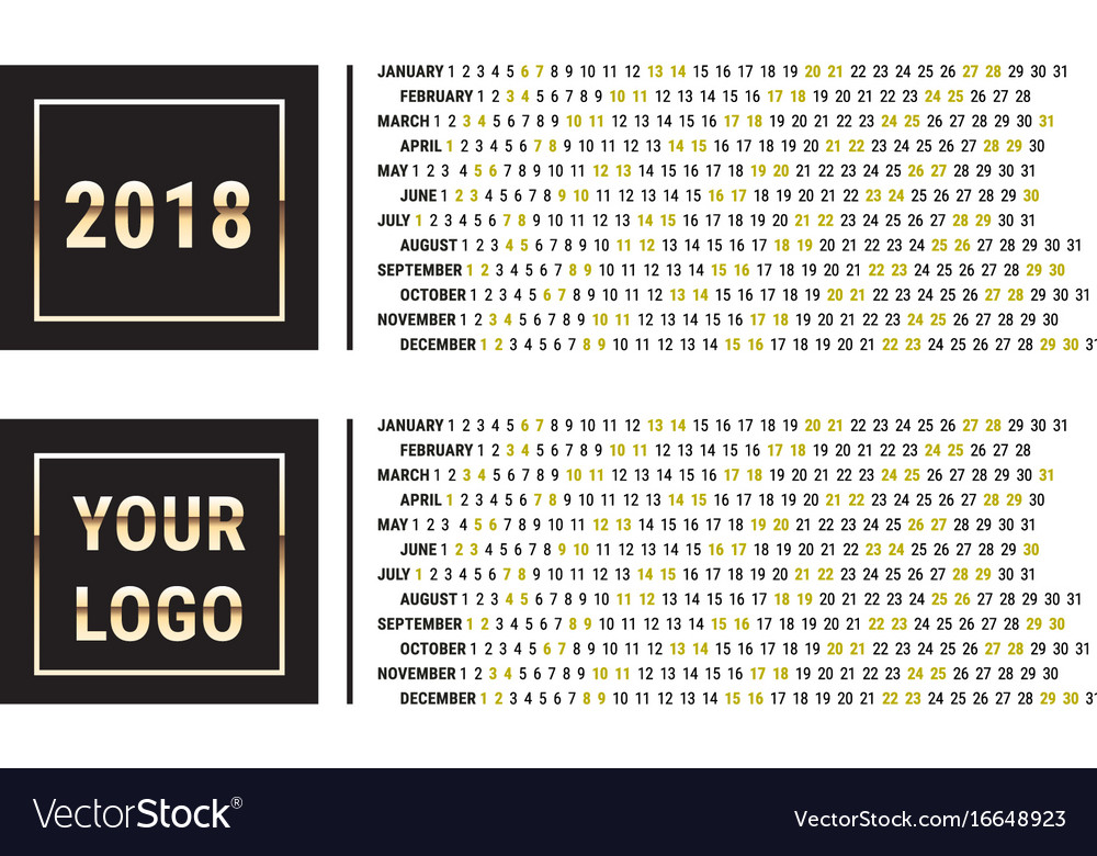2018 Calendar Planner Creative Design Template Vector Image
