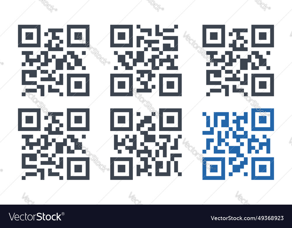 Barcode icon collection with different styles qr