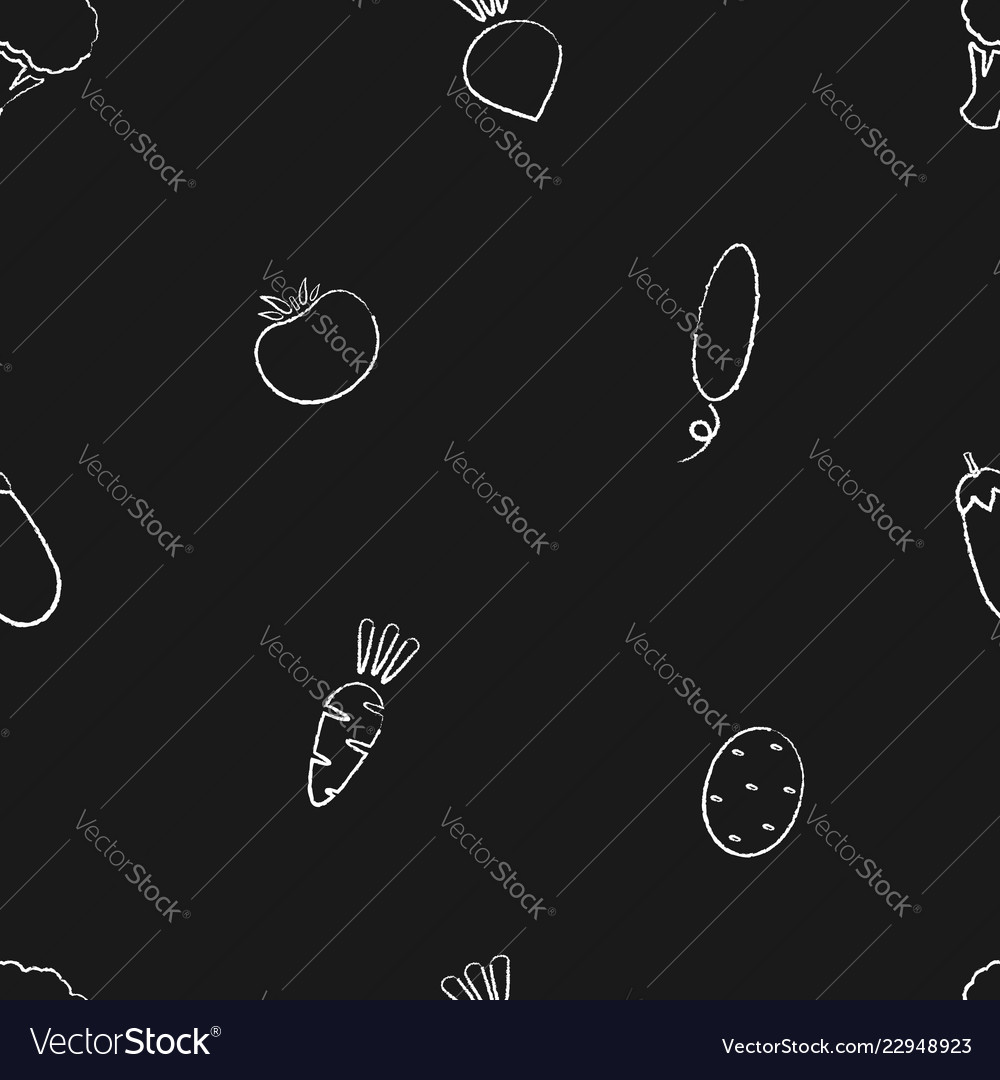 Black chalkboard with chalk contour vegetables