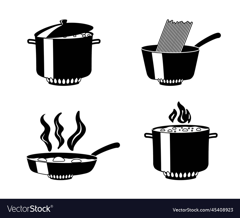 Black cooking icons Vector Image Black cooking icons