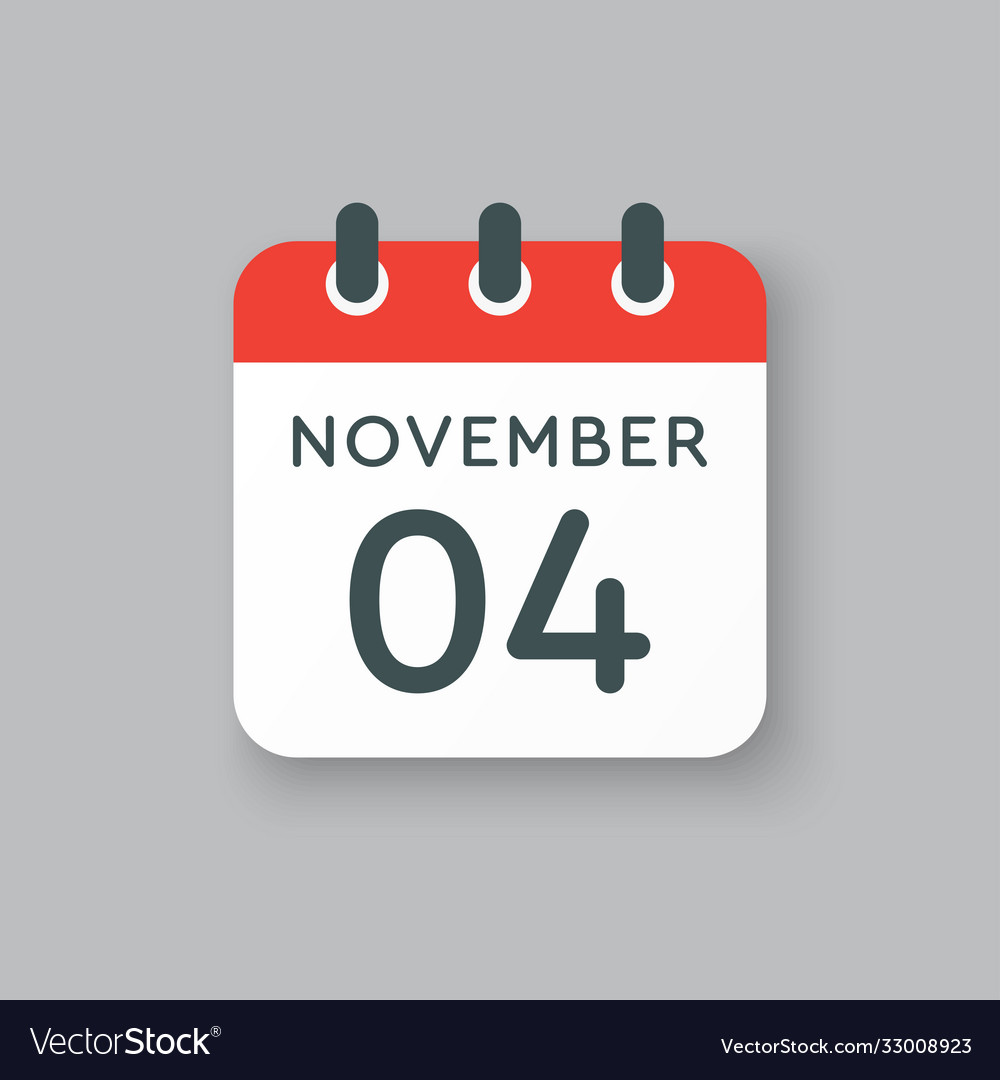 Calendar icon day 4 november template vector image Calendar icon day 4 november template