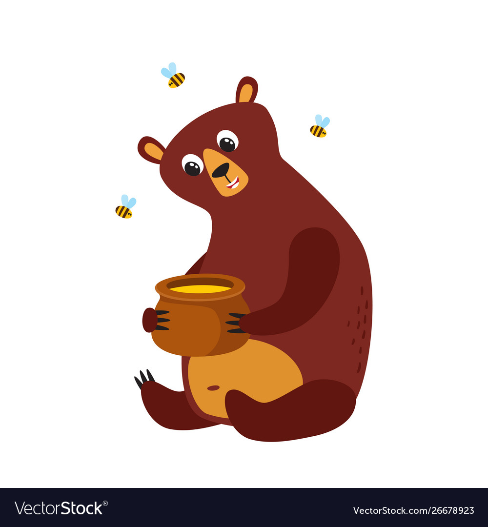 Cartoon funny bear isolated Royalty Free Vector Image