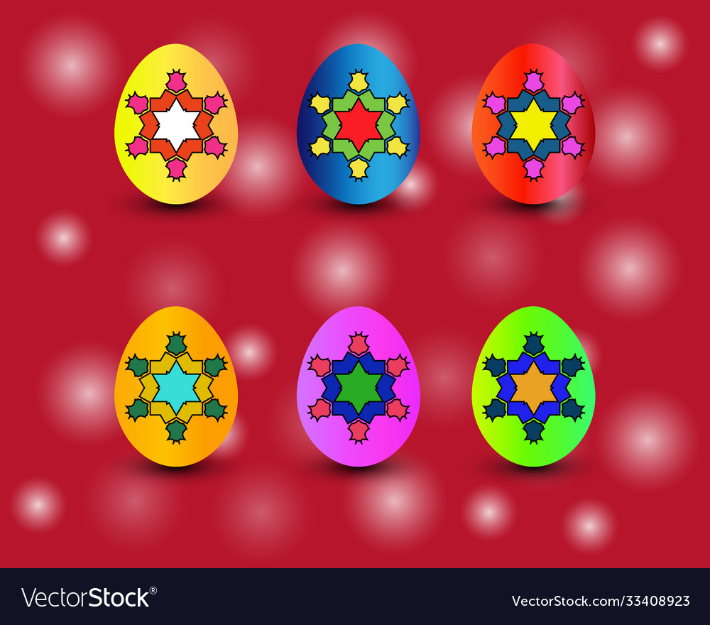 Easter eggs set with colors and patterns colorful