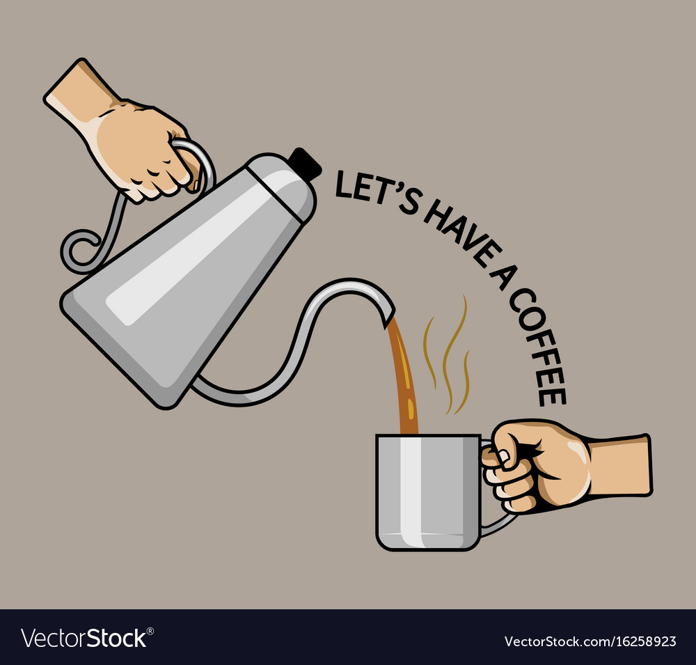 Hand pouring coffee Royalty Free Vector Image VectorStock