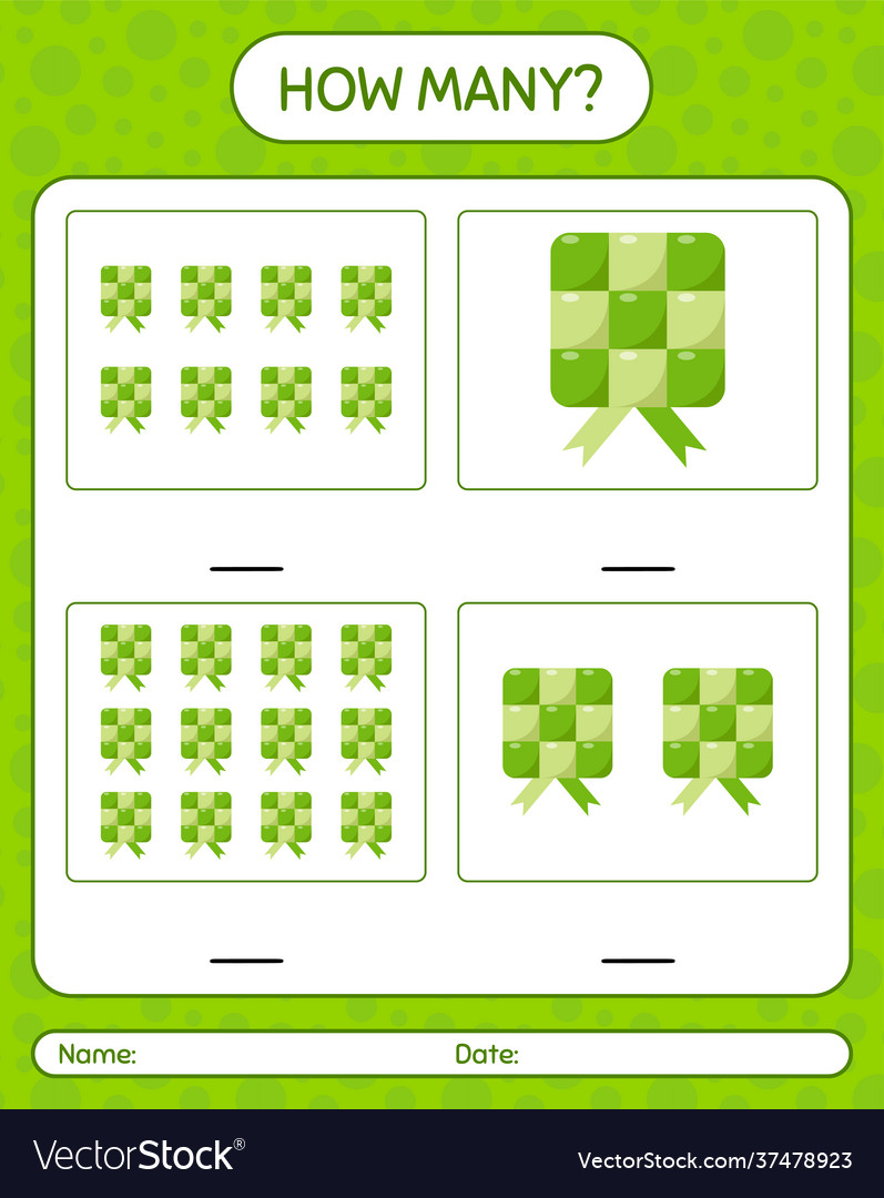 How many counting game with ketupat worksheet
