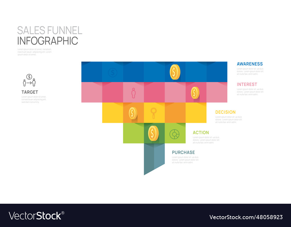 Infographic Sales Funnel Diagram Template Vector Image