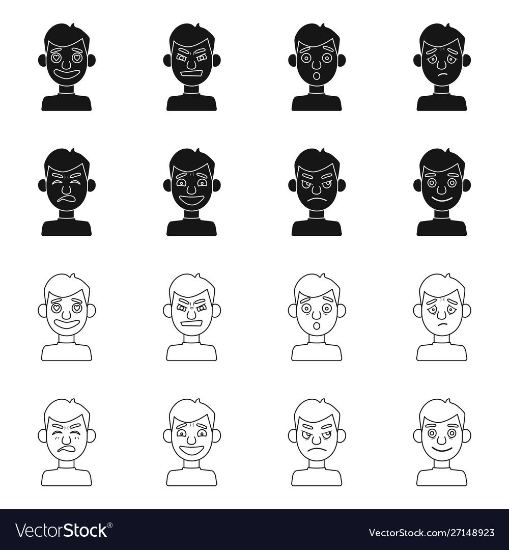 Isolated object face and boy icon collection vector image Isolated object face and boy icon collection