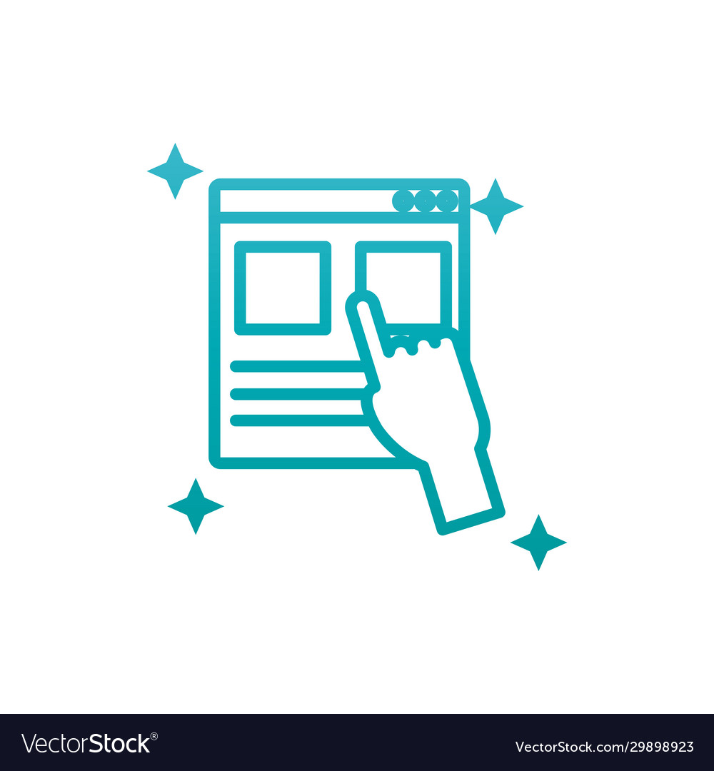 Isolated website page and hand gradient style icon Vector Image Isolated website page and hand gradient style icon