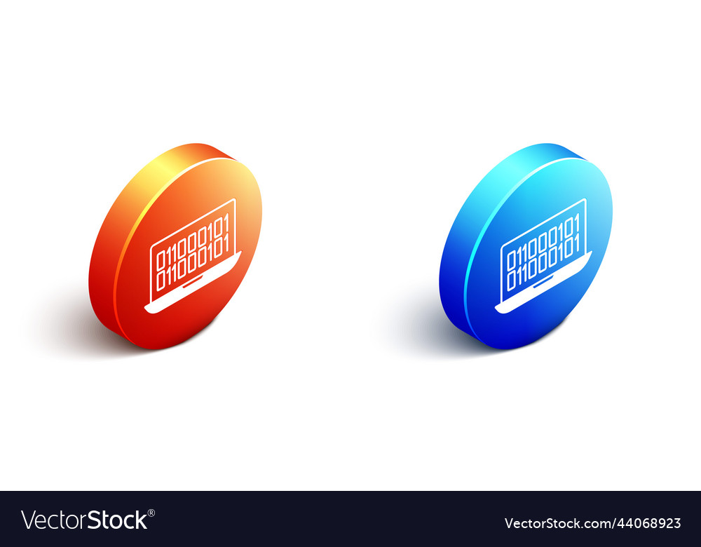 Isometric binary code icon isolated on white vector image Isometric binary code icon isolated on white